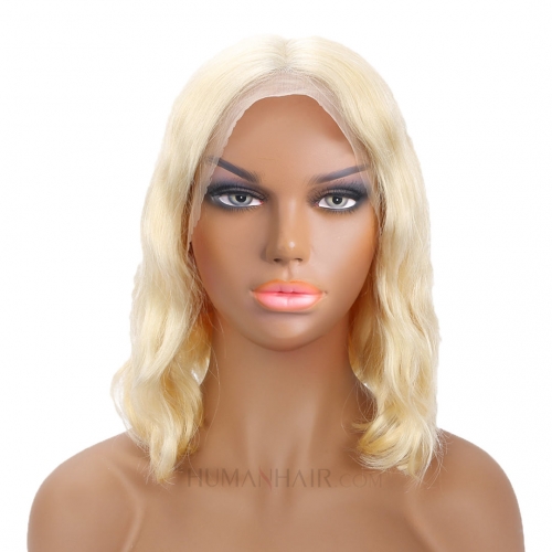 Short Blonde Bob Wig Body Wave Lace Front Wig Highlight Color Remy Human Hair