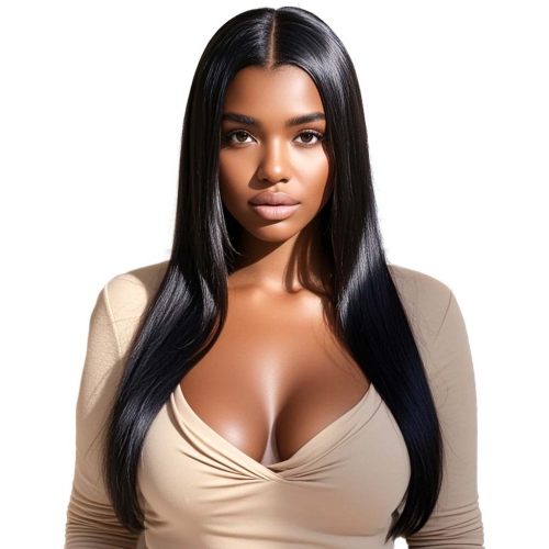 Straight Human Hair Wigs Full Lace Wigs Pre Plucked 150 Density Natural Black HAIRCC Hair